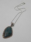 Vintage Navajo Indian Sterling Silver Turquoise Pendant Necklace   Free Chain