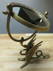 Antique Bronze Tone Ornate Asian Chinese Dragon Fish 1 Side Vanity Mirror 15   
