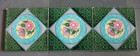 3 Pc Vintage Flowers Embossed Dk Mark Ceramic Tiles  Japan