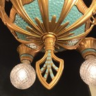 Antique Vtg Art Deco Polychrome 5 Light 3 Chain Ceiling Fixture Restored