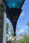 Nwt Pier 1 Moroccan Caravan Glass Hanging Candle Lantern- Teal  Green