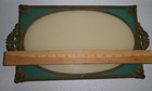 Art Deco Vanity Dresser Perfume Tray Glass Brass Frame Green 1920s