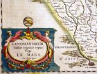 C  1635 Original Blaeu Map Of Le Mans Region   N  France - Original Hand Color