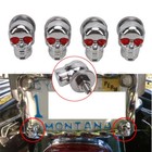 4 New Chrome - Metal License Plate Frame  red Eye  Skull Lic Fastener Tag Bolts