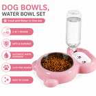 Automatic Pet Feeder With Water Dispenser  Dog   Cat Food Bowl Set  Pink Bowl
