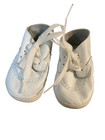Leather Vintage Lullaby Baby Shoes Size 3 White Lace-up Made In Usa Soft New