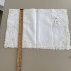 Set Of 4 Vintage Antique Hand Embroidered Place Settings White 13x19   