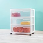 Wide 3 Drawer Storage  Plastic Rolling Organization Cart  White