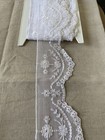 Lot Of 6yds - Vintage 4 25    Wide Embroidered White Bridal Scalloped Lace Trim