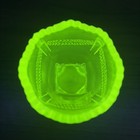 Boyd Art Glass Colonial Drape Toothpick Holder 3  Yellow Vaseline Uranium