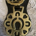 2 Vintage English Brass Horse Medallions Saddle harness On Leather Strap