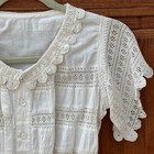 Antique Vintage Victorian Blouse Real Antique Cotton Crocheted Sleeves Collar Xs