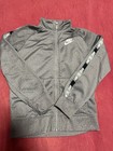 Nike Boys Gray Full Zip Track Jacket Size 7 Polyester Knit Logo Long Sleeve
