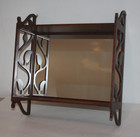 Vintage Art Nouveau 2 Tier Wall Shelf With Mirrored Back Double Plate Ridge