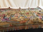 Vintage Japanese Geisha Garden Tapestry Wall Hanging Gobelin Woven Fabric Art