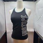 Justice Active Girls Black Racerback Tank Top Blue Trim Logo Size 8