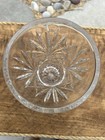 Vintage Cut Crystal Vase 9    Heavy Diamond Starburst Fan Pattern Flared Rim