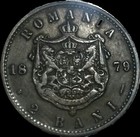 1879-b  2 Bani Romania   Carol I   Scarce