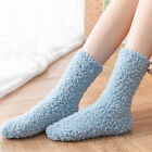 Women Fuzzy Socks Winter Coral Fleece Socks Middle Cute Home Solid Stocking