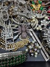 Broken Rhinestone Jewelry Lot Craft Repair Mixed Media Supply Mosaic Vintage  