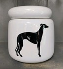 Greyhound Ceramic Jar Black   White Lidded Container Sugar Trinkets Bathroom 