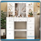 Large Makeup Vanity Table With Led Lights Mirror 7 Drawers 6 Shelf Dressing Desk