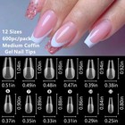 Fake Nail Tips Coffin Clear Medium 600pc Full Cover Soft Gel Acrylic Extension