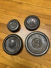 4 Vintage Antique Country Store Cast Iron Scale Stacking Weights 2 Lb 1 Lb 8 Oz