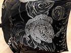 Antique Parasol Black W  Gold Embroidery Carved Bamboo Handle