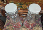 Lot Of 2 Vintage French Le Bon Lait Glass Milk Bottle W ceramic Stopper 1960-70
