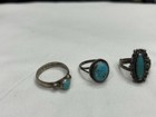 Vintage Sterling Silver Ring Lot Size 5 6 5 Turquoise 5 Pc 