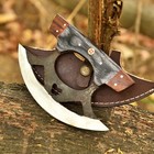 Handmade Pizza Cutter Carbon Steel Alaskan Ulu Knife Chef Kitchen Chopping