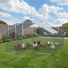 Large Walk-in Chicken Coop 10x13ft Metal Run Poultry Cage With Waterproof Cover