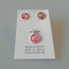 Barbie Pendant And Earrings For Kids Sterling Silver Pink Jewelry Set For Girls