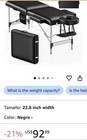 Portable 2-fold Massage Table  Adjustable Height  Aluminum Frame  Black 22 8in