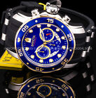 Invicta Mens Pro Diver Scuba Chronograph Silver Blue Gold Dial Black Strap Watch