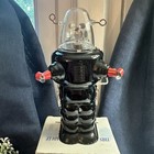 Ms207 Black Robby The Robot Space Trooper Crank Retro Wind Up Tin Toy