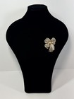 Vintage Swarovski Swan Signed Gold   Black Crystal Bow Brooch Black Enamel 2 5   
