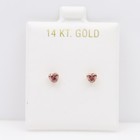 Peach Pink Heart Baby Earrings Solid 14k Gold Screw Protective Backs  4mm 
