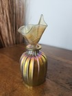 Correia Art Glass Gold Ribbed Perfume Bottle