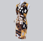 Vintage Mcm Tori Richard Honolulu Sleeveless Geometric Collared Vneck Dress S
