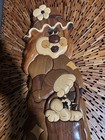 Handmade Hanging Intarsia Mosaic Wood Wall Art Lady boots cat 22    Tall vintage 
