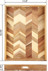 Acacia Wood Serving Tray With Handles   15 7x11 8 In Colorful 