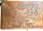 Antique Chinese Camphor Scented Wood Chests Hand Carved Fire Dragons Set Of 6