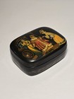 Russian Black Lacquer Box Fedoskino Miniature Painting Fairytale 2001 Signed 