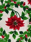 Vintage Christmas Dish Tea Towel Linen Cloth 50s 16 X 29    Floral Unused