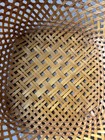 Vintage Handmade Woven Intricate 9  Round Wicker Basket With Square Bottom