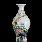 A Pair Chinese Pastel Porcelain Hand-painted Exquisite Flowers birds Vase 24322