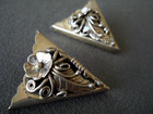 Native American Navajo Raised Flower Leaf Sterling Silver Collar Points tips