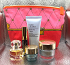 Estee Lauder 6 Piece  Gift Set includes Makeup Bag And Stickers
